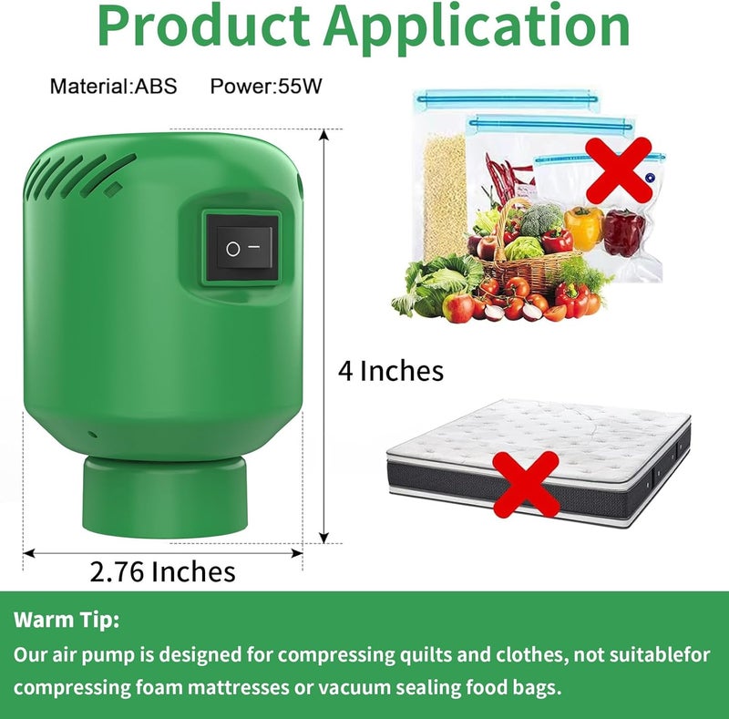 Lisacool Vacuum Pump for Storage Bags Electric Pump for Vacuum Storage Bags Space Saver Bag Portable Electric Pump - Image 2